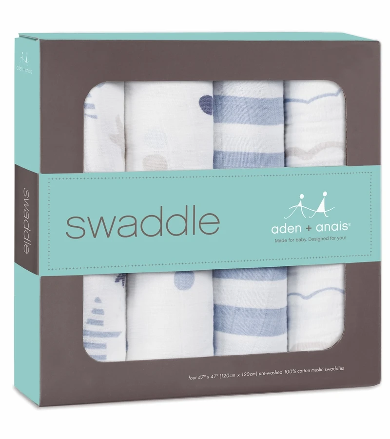 Aden + Anais Classic Swaddle Wraps, 4 Pack - Rock Star 6 Aden + Anais Classic Swaddle Wraps, 4 Pack - Rock Star - Image 4
