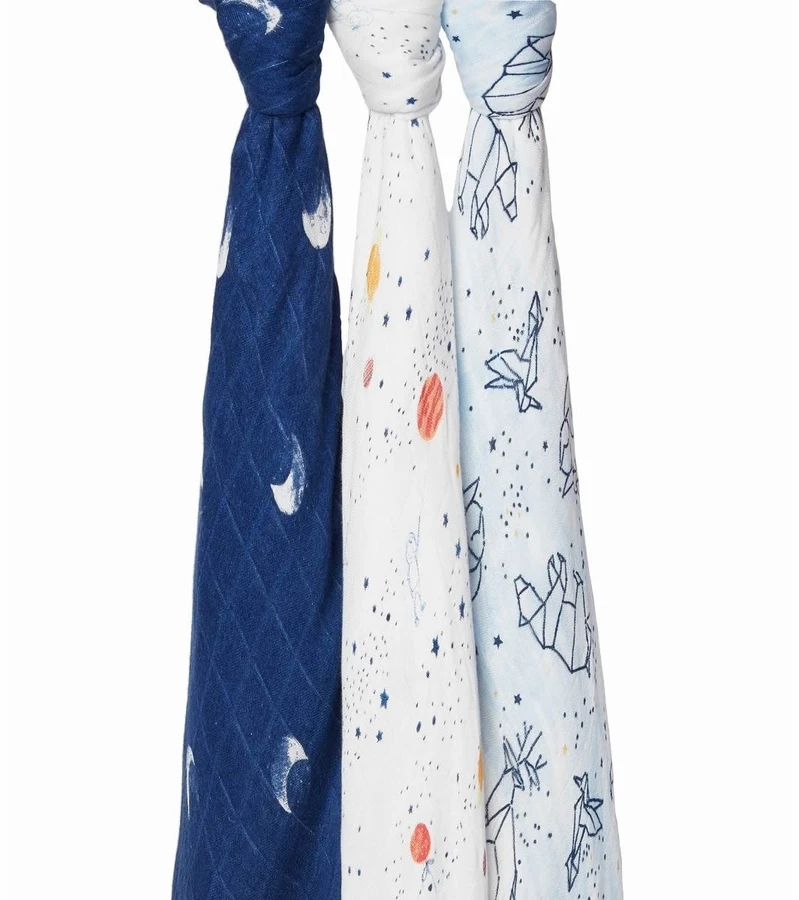 Aden + Anais Silky Soft Swaddles - 3-Pack - Stargaze 4 Aden + Anais Silky Soft Swaddles - 3-Pack - Stargaze - Image 2
