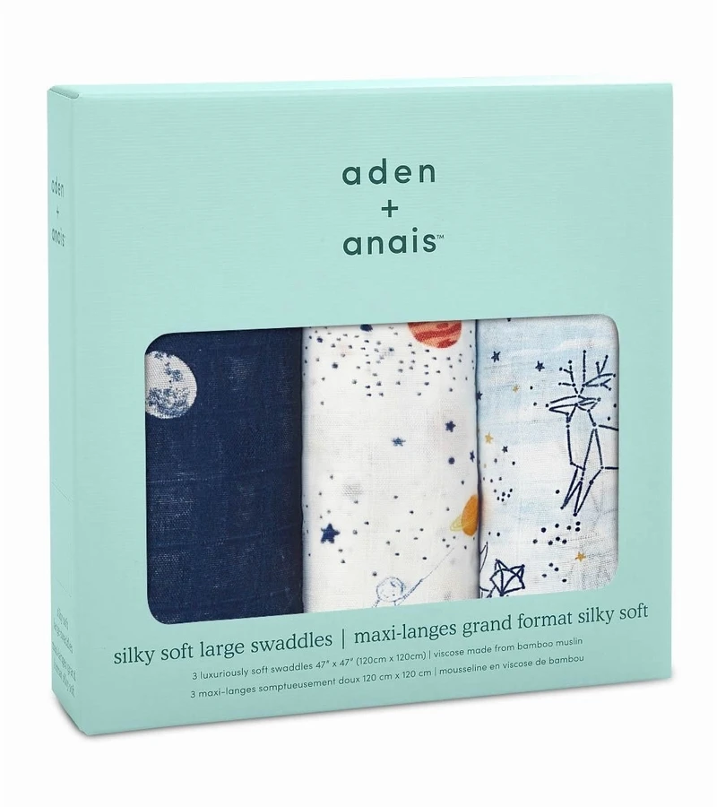 Aden + Anais Silky Soft Swaddles - 3-Pack - Stargaze 7 Aden + Anais Silky Soft Swaddles - 3-Pack - Stargaze - Image 5