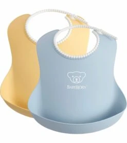 BabyBjorn Baby Bib, 2-pack - Powder Yellow/ Powder Blue