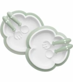 BabyBjorn Baby Plate, Spoon And Fork, 2 Sets - Powder Green
