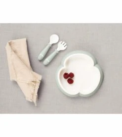 BabyBjorn Baby Plate, Spoon And Fork, 2 Sets - Powder Green -Little Unicorn Store babybjorn baby plate spoon and fork 2 sets powder yellow 60