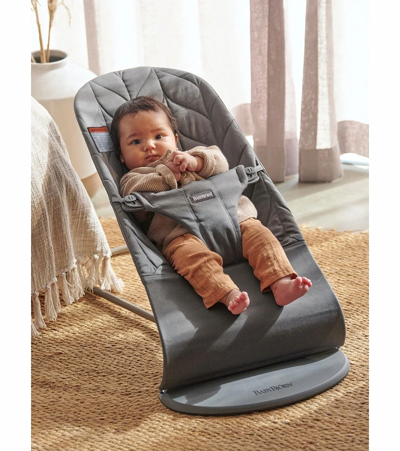 BabyBjorn Bouncer Bliss, Cotton Petal Quilt - Anthracite 4 BabyBjorn Bouncer Bliss, Cotton Petal Quilt - Anthracite - Image 2