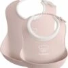 BabyBjorn Feeding Bib Set (Baby Bib + Small Baby Bib) - Powder Pink -Little Unicorn Store babybjorn feeding bib set baby bib small baby bib powder pink 76