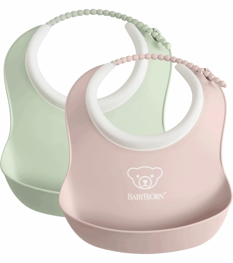 BabyBjorn Small Baby Bib, 2-Pack - Green/Pink 3 BabyBjorn Small Baby Bib, 2-Pack - Green/Pink