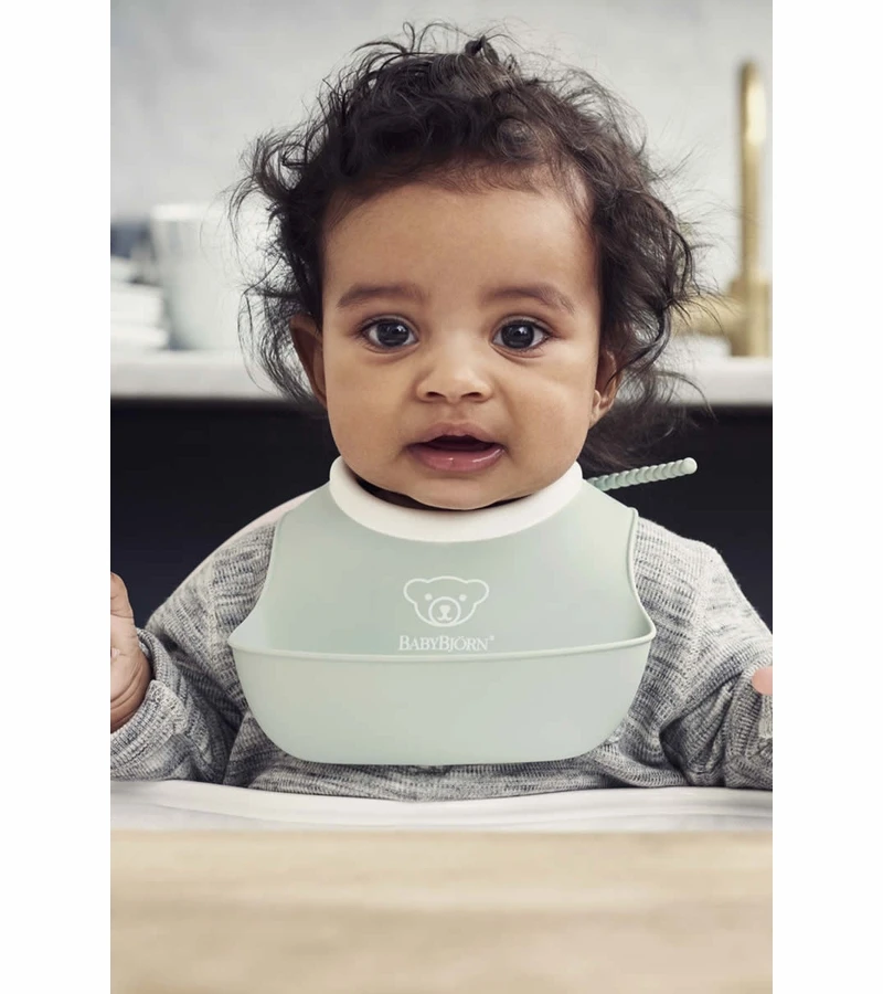 BabyBjorn Small Baby Bib, 2-Pack - Green/Pink 4 BabyBjorn Small Baby Bib, 2-Pack - Green/Pink - Image 2