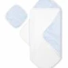 Bamboo Little Hooded Baby Towel & Washcloth Set - Blue Wave -Little Unicorn Store bamboo little hooded baby towel washcloth set blue wave 74