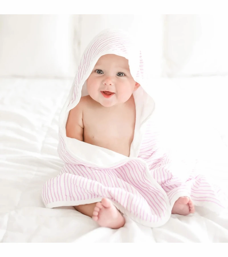 Bamboo Little Hooded Baby Towel & Washcloth Set - Lavender Wave 4 Bamboo Little Hooded Baby Towel & Washcloth Set - Lavender Wave - Image 2