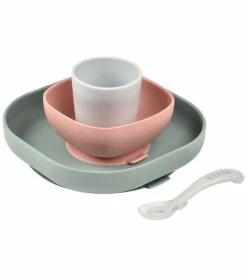 BEABA 4-Piece Silicone Dinner Set - Eucalyptus