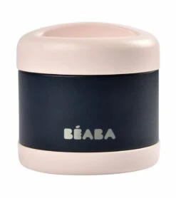 BEABA Stainless Steel Insulated Jar, 16 Oz - Light Pink / Midnight