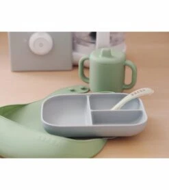 BEABA The Essentials Silicone Meal Set - Grey / Sage -Little Unicorn Store beaba the essentials silicone meal set grey sage 8
