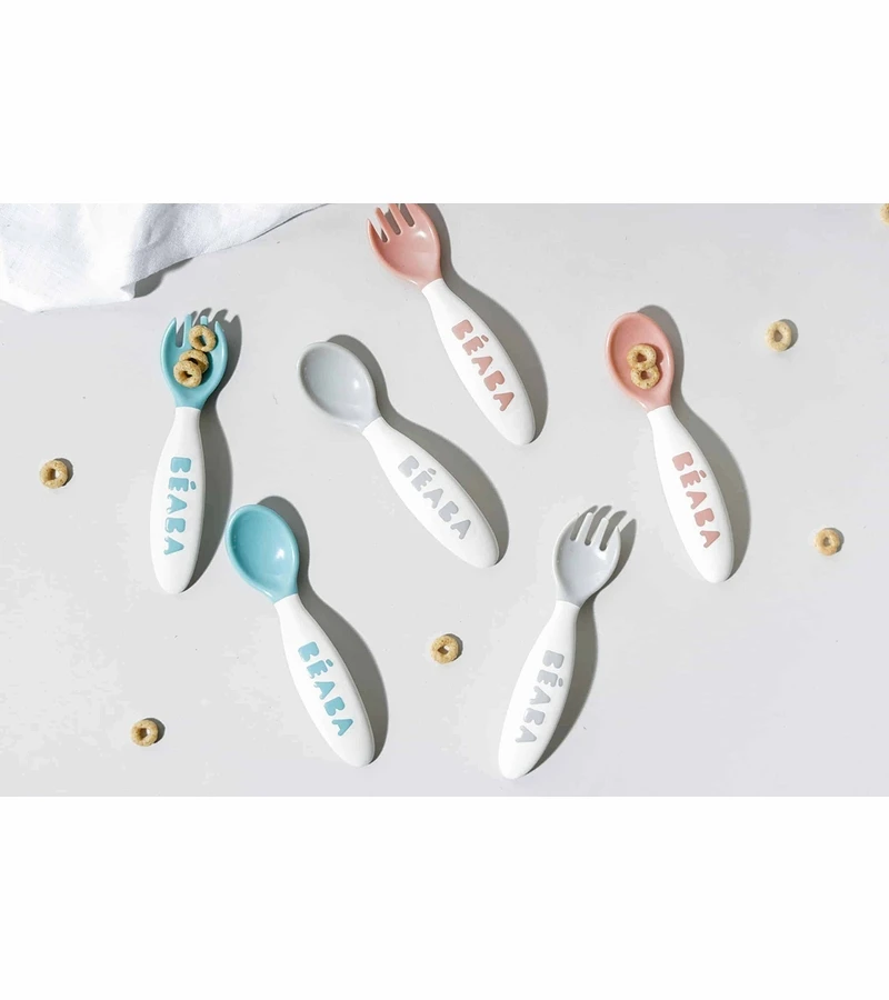 BEABA Toddler Self Feeding Cutlery, Set Of 10 - Breeze 4 BEABA Toddler Self Feeding Cutlery, Set Of 10 - Breeze - Image 2