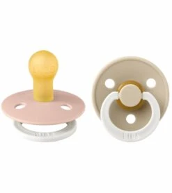 BIBS Original Colour GLOW Pacifier, 2 Pack - Blush/Vanilla - Size 1 (0-6 M)