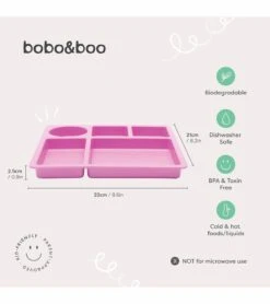 Bobo&boo Bamboo Divided Plate - Flamingo Pink -Little Unicorn Store bobo boo bamboo divided plate flamingo pink 134