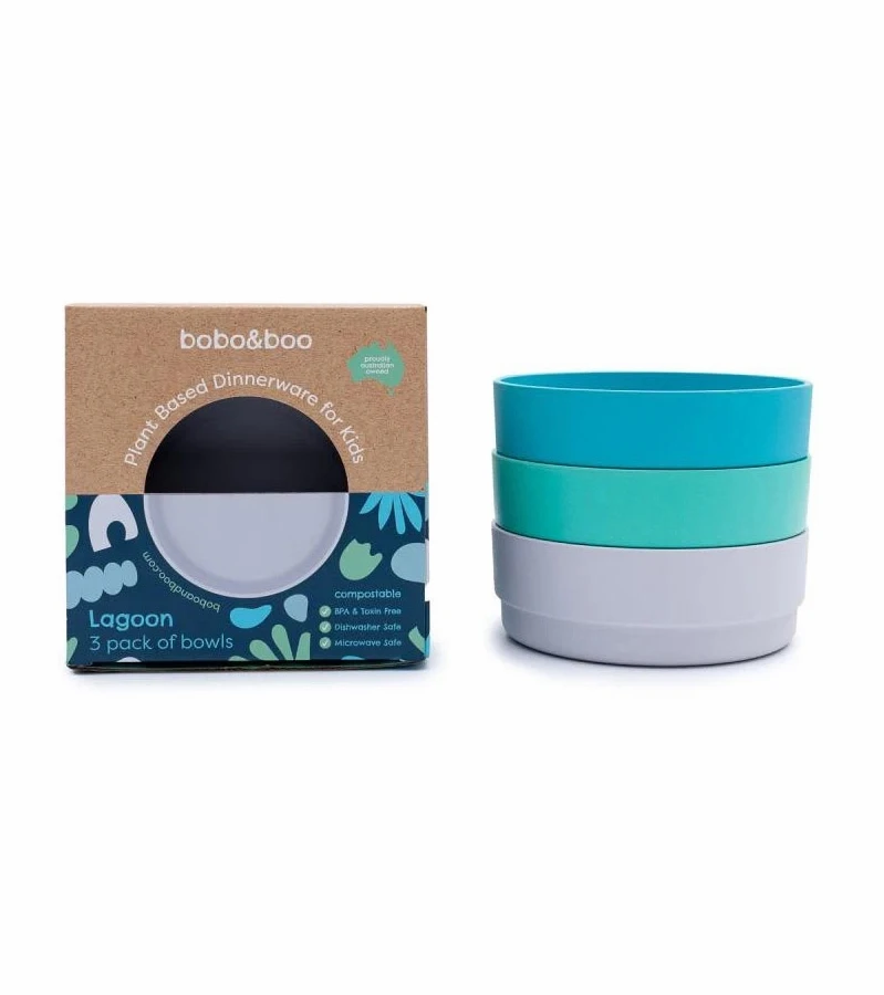 Bobo&boo Plant-based 3 Pack Of Bowls (20oz) - Lagoon 3 Bobo&boo Plant-based 3 Pack Of Bowls (20oz) - Lagoon