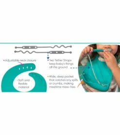 Busy Baby Bungee Bib & Utensil Bundle - Pewter -Little Unicorn Store busy baby bungee bib utensil bundle pewter 10