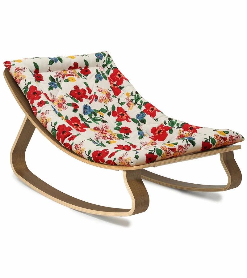 Charlie Crane LEVO Baby Rocker - Walnut / Le Petit Lucas Du Tertre Hibiscus 4 Charlie Crane LEVO Baby Rocker - Walnut / Le Petit Lucas Du Tertre Hibiscus - Image 2