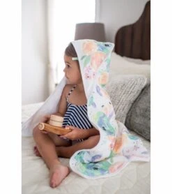 Copper Pearl Muslin Hooded Towel - Bloom -Little Unicorn Store copper pearl muslin hooded towel bloom 273