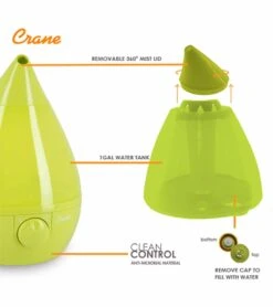 Crane Cool Mist Drop Shape Humidifier - Green -Little Unicorn Store crane cool mist drop shape humidifier green 139