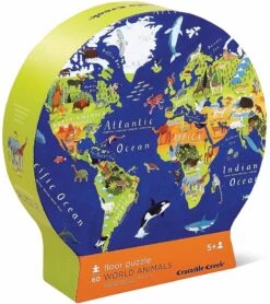 Crocodile Creek Floor Puzzle, 60-Piece - World Of Animals