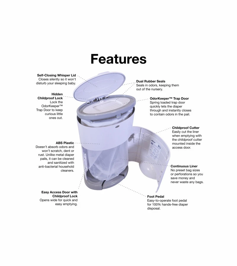 Dekor Diaper Dekor Classic Diaper Pail 5 Dekor Diaper Dekor Classic Diaper Pail - Image 3