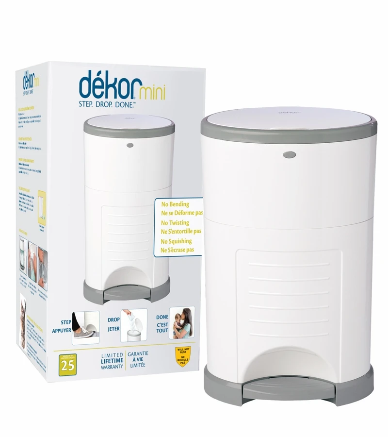 Dekor Diaper Dekor Mini Diaper Pail - White 3 Dekor Diaper Dekor Mini Diaper Pail - White