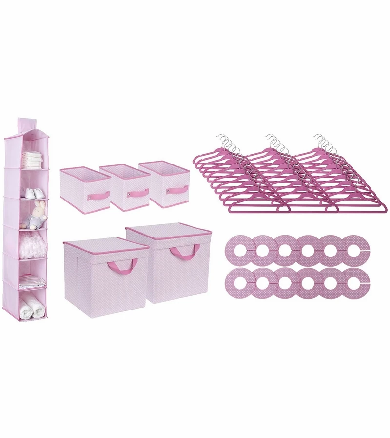 Delta 48 Piece Nursery Storage Set - Pink 3 Delta 48 Piece Nursery Storage Set - Pink