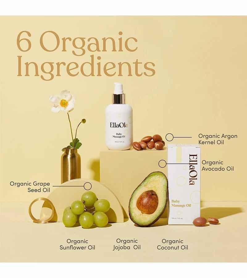 EllaOla Organic Baby Massage Oil, Fragrance Free 7 EllaOla Organic Baby Massage Oil, Fragrance Free - Image 5