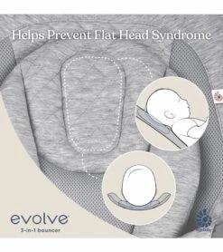 Ergobaby 3-in-1 Evolve Bouncer + Toy Bar Bundle - Charcoal Grey -Little Unicorn Store ergobaby 3 in 1 evolve bouncer toy bar bundle charcoal grey 207