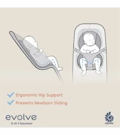 Ergobaby 3-in-1 Evolve Bouncer + Toy Bar Bundle - Charcoal Grey -Little Unicorn Store ergobaby 3 in 1 evolve bouncer toy bar bundle charcoal grey 208