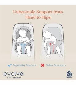 Ergobaby 3-in-1 Evolve Bouncer + Toy Bar Bundle - Charcoal Grey -Little Unicorn Store ergobaby 3 in 1 evolve bouncer toy bar bundle charcoal grey 209