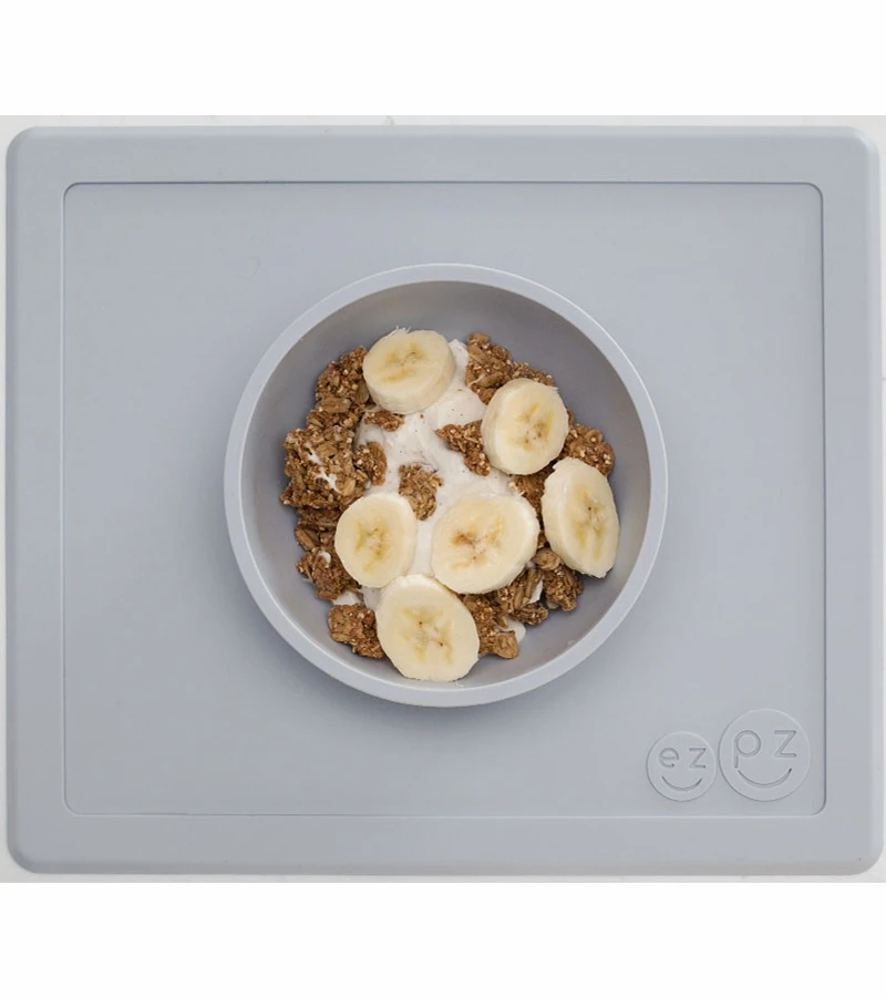 EZPZ Happy Mat Placemat & Bowl - Pewter 5 EZPZ Happy Mat Placemat & Bowl - Pewter - Image 3