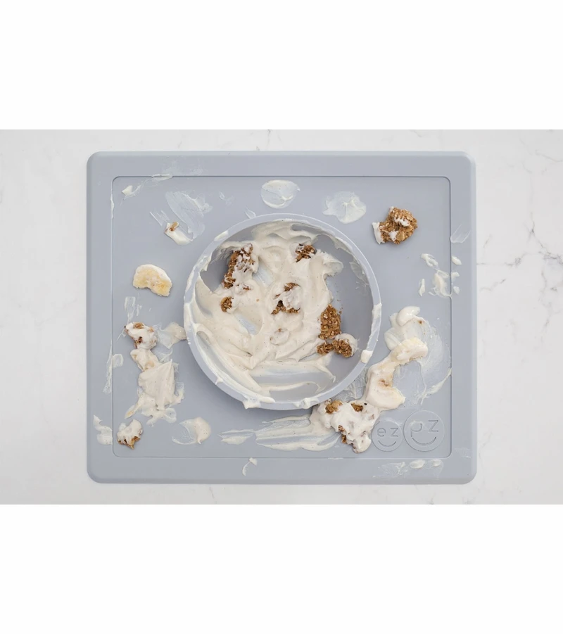 EZPZ Happy Mat Placemat & Bowl - Pewter 6 EZPZ Happy Mat Placemat & Bowl - Pewter - Image 4