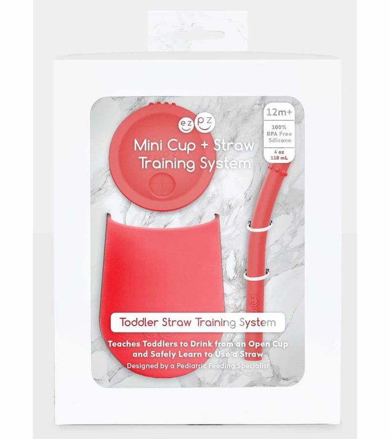 EZPZ Mini Cup Training Cup + Straw Training System - Coral 6 EZPZ Mini Cup Training Cup + Straw Training System - Coral - Image 4