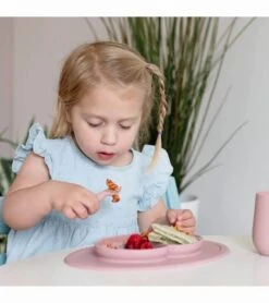 EZPZ Toddler Bundle - Mini Feeding Set + Mini Cup And Straw Training System - Blush -Little Unicorn Store ezpz toddler bundle mini feeding set mini cup and straw training system blush 3