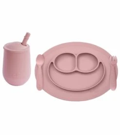 EZPZ Toddler Bundle - Mini Feeding Set + Mini Cup And Straw Training System - Blush