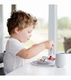 EZPZ Toddler Bundle - Mini Feeding Set + Mini Cup And Straw Training System - Pewter -Little Unicorn Store ezpz toddler bundle mini feeding set mini cup and straw training system pewter 11