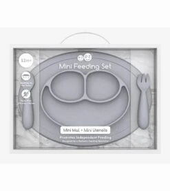 EZPZ Toddler Bundle - Mini Feeding Set + Mini Cup And Straw Training System - Pewter -Little Unicorn Store ezpz toddler bundle mini feeding set mini cup and straw training system pewter 8