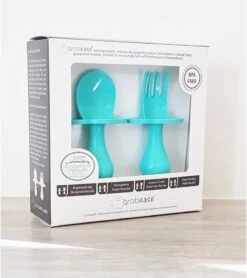 Grabease First Self Feeding Utensil Set - Teal 11 Grabease First Self Feeding Utensil Set - Teal -Little Unicorn Store grabease first self feeding utensil set teal 149