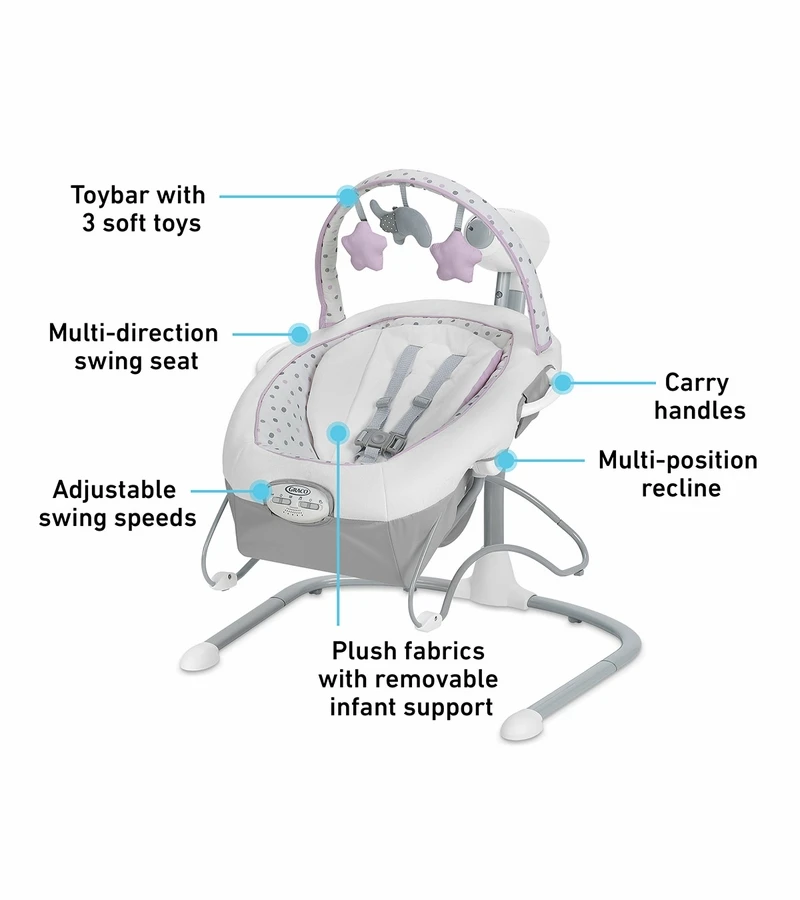 Graco Soothe 'n Sway LX Swing With Portable Bouncer - Camila 4 Graco Soothe 'n Sway LX Swing With Portable Bouncer - Camila - Image 2