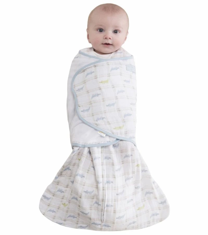 HALO SleepSack Swaddle, Muslin, Gator Plaid, Newborn 4 HALO SleepSack Swaddle, Muslin, Gator Plaid, Newborn - Image 2
