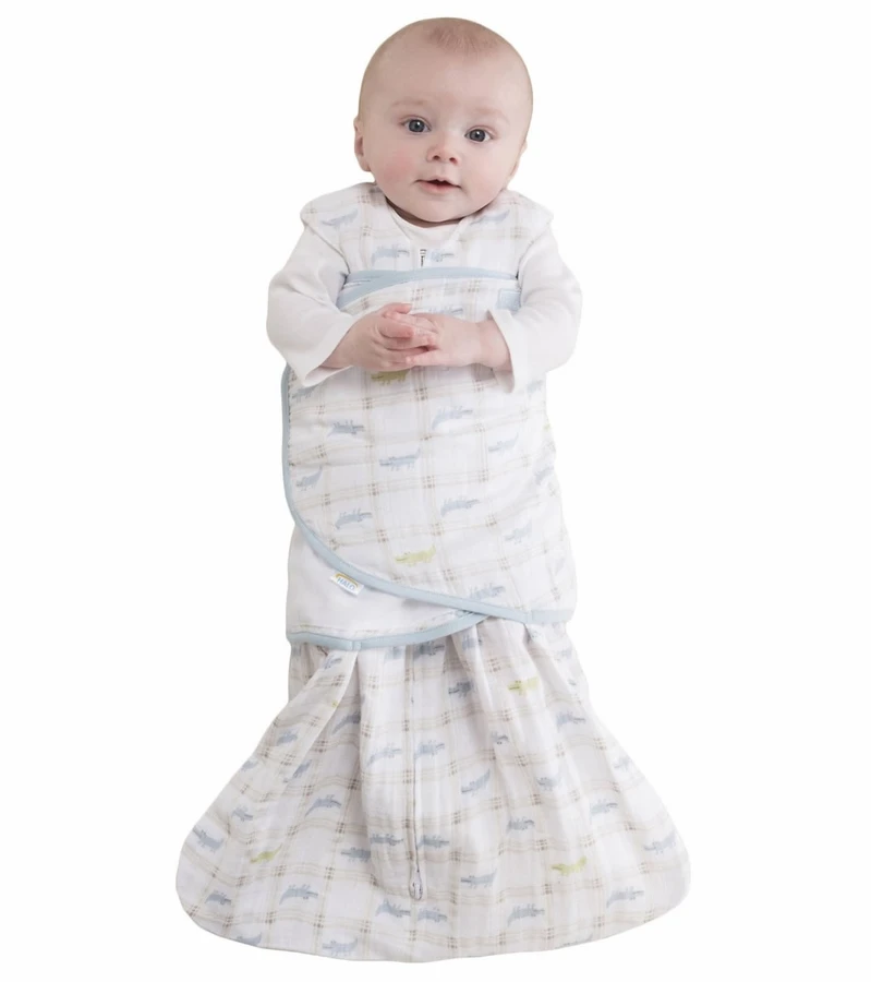 HALO SleepSack Swaddle, Muslin, Gator Plaid, Newborn 5 HALO SleepSack Swaddle, Muslin, Gator Plaid, Newborn - Image 3