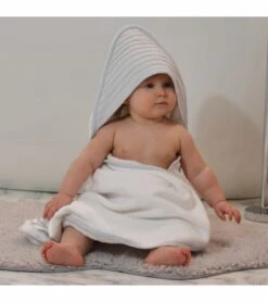 Hello Spud Organic Cotton Hooded Towel And Washcloth Set - Pintuck Gray -Little Unicorn Store hello spud organic cotton hooded towel and washcloth set pintuck gray 103