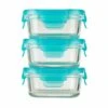 Innobaby Preppin' Smart EZ Lock Glass Container, Rectangle, 3 Pack - Aqua -Little Unicorn Store innobaby preppin smart ez lock glass container rectangle 3 pack aqua 117