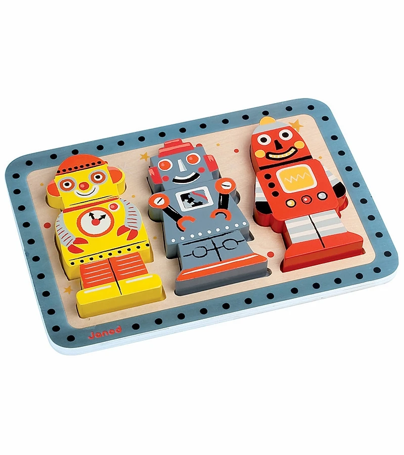 Janod Robots Chunky Puzzle 3 Janod Robots Chunky Puzzle
