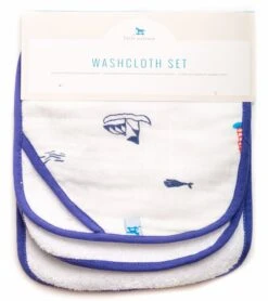Little Unicorn 3 Pack Cotton Washcloth Set - Nautical Harbor -Little Unicorn Store little unicorn 3 pack cotton washcloth set nautical harbor 141