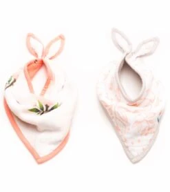 Little Unicorn Cotton Bandana Bib 2-Pack - Watercolor Rose