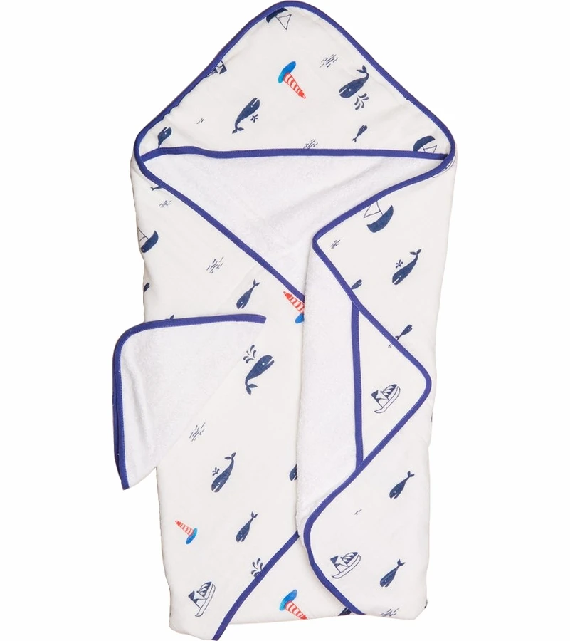 Little Unicorn Cotton Hooded Towel & Washcloth - Nautical Harbor 3 Little Unicorn Cotton Hooded Towel & Washcloth - Nautical Harbor