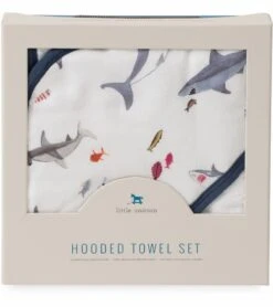 Little Unicorn Cotton Hooded Towel & Washcloth - Shark -Little Unicorn Store little unicorn cotton hooded towel washcloth shark 31