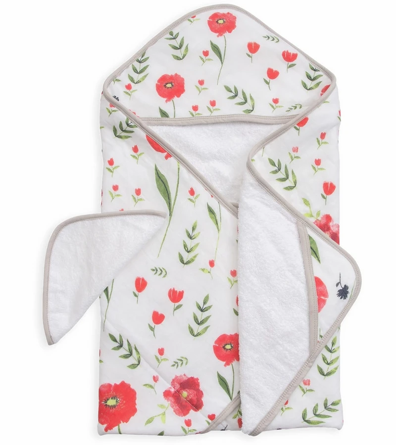 Little Unicorn Cotton Hooded Towel & Washcloth - Summer Poppy 3 Little Unicorn Cotton Hooded Towel & Washcloth - Summer Poppy